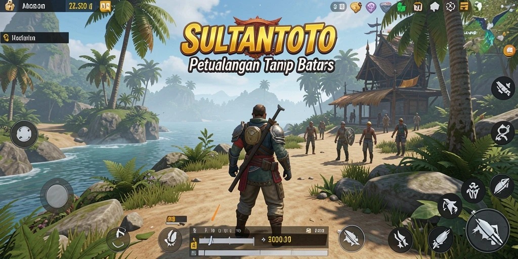 Screenshot gameplay SULTANTOTO yang menampilkan petualangan di dunia terbuka.